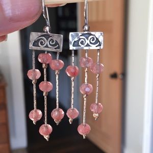 Israeli sterling silver + quartz crystal earrings